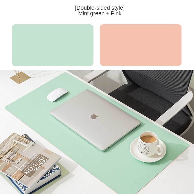 Double-side Portable Large Mouse Pad Gamer Waterproof PU Leather Suede Desk Mat Computer Mousepad Keyboard Table Cover