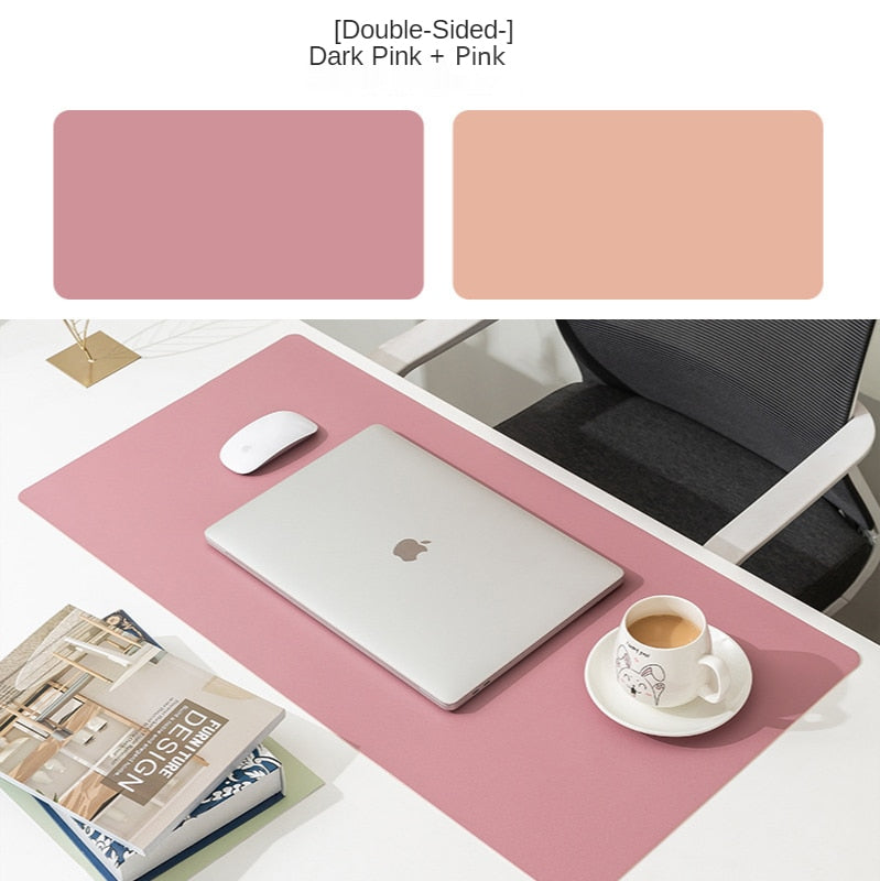 Double-side Portable Large Mouse Pad Gamer Waterproof PU Leather Suede Desk Mat Computer Mousepad Keyboard Table Cover