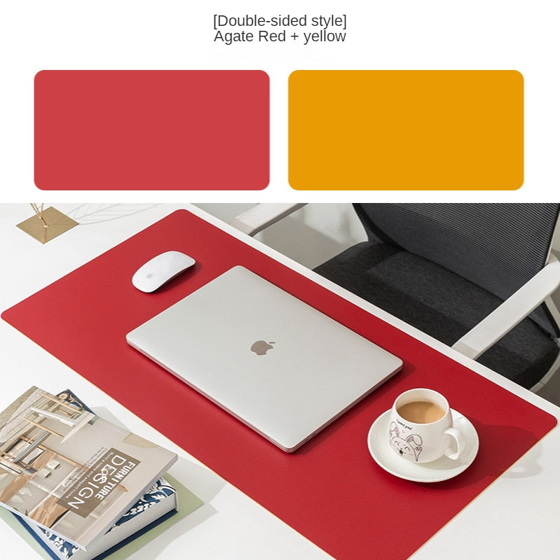 Double-side Portable Large Mouse Pad Gamer Waterproof PU Leather Suede Desk Mat Computer Mousepad Keyboard Table Cover