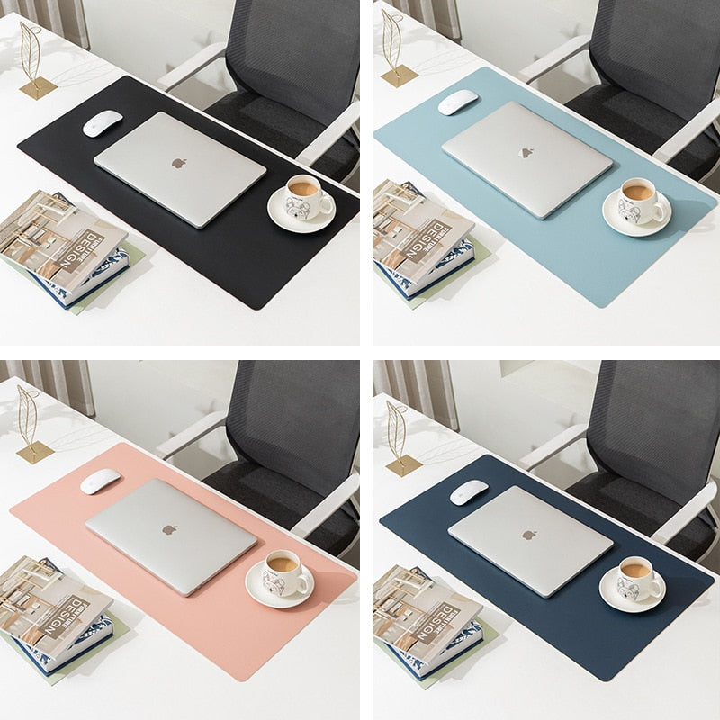 Double-side Portable Large Mouse Pad Gamer Waterproof PU Leather Suede Desk Mat Computer Mousepad Keyboard Table Cover