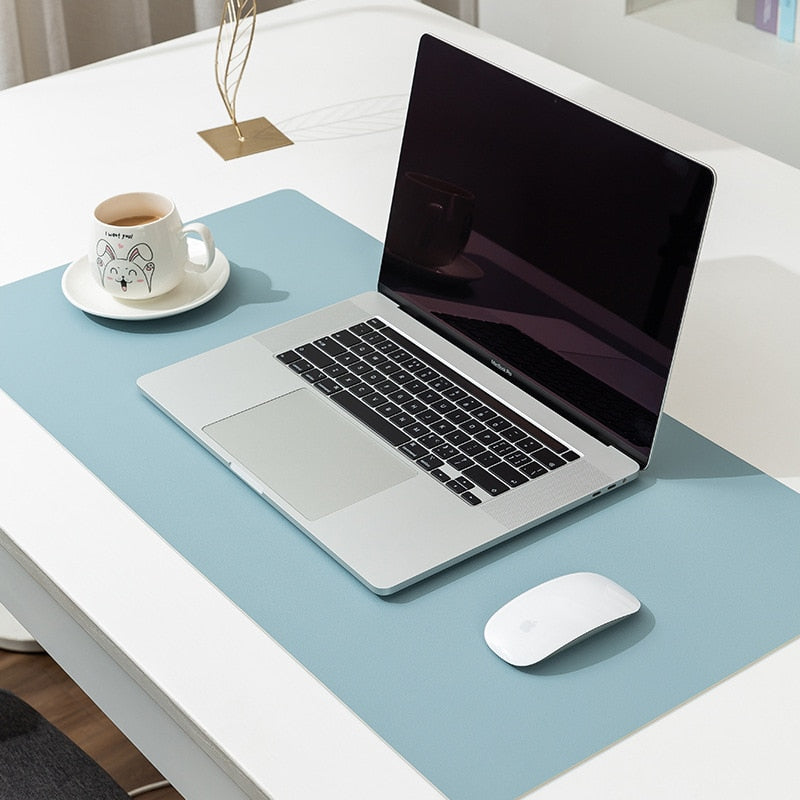 Double-side Portable Large Mouse Pad Gamer Waterproof PU Leather Suede Desk Mat Computer Mousepad Keyboard Table Cover