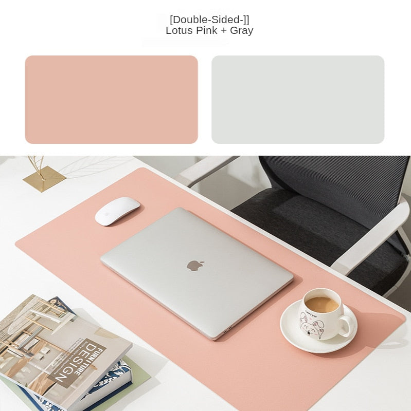 Double-side Portable Large Mouse Pad Gamer Waterproof PU Leather Suede Desk Mat Computer Mousepad Keyboard Table Cover