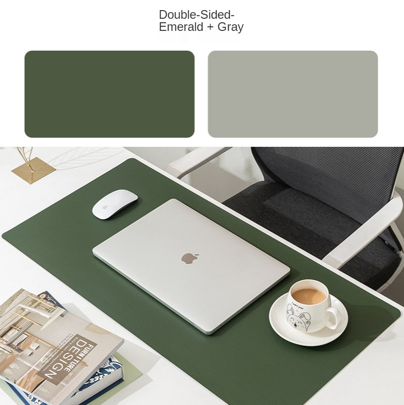 Double-side Portable Large Mouse Pad Gamer Waterproof PU Leather Suede Desk Mat Computer Mousepad Keyboard Table Cover