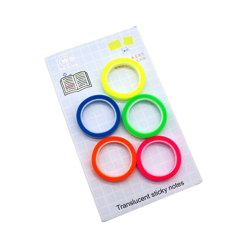 5 Roll 5 Colors Stickers Transparent Fluorescent Index Tabs Flags 5m Sticky Note Stationery Children Gift School Office Supplies