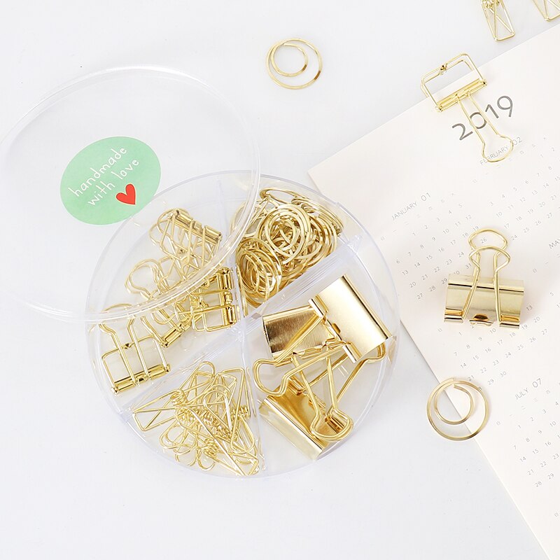 TUTU Gold Metal Clip Large-headed Binder Clips Office Binding Supplies Combination Set Delicate Stationery H0472