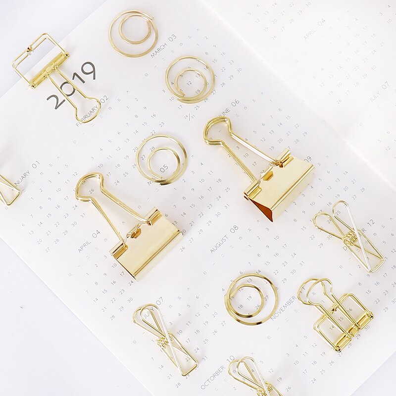TUTU Gold Metal Clip Large-headed Binder Clips Office Binding Supplies Combination Set Delicate Stationery H0472