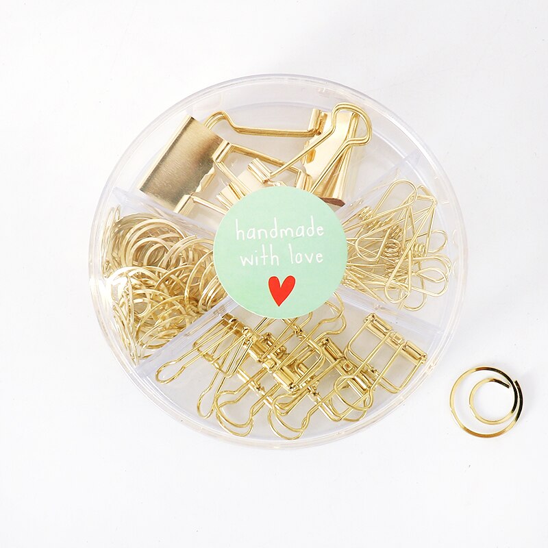 TUTU Gold Metal Clip Large-headed Binder Clips Office Binding Supplies Combination Set Delicate Stationery H0472