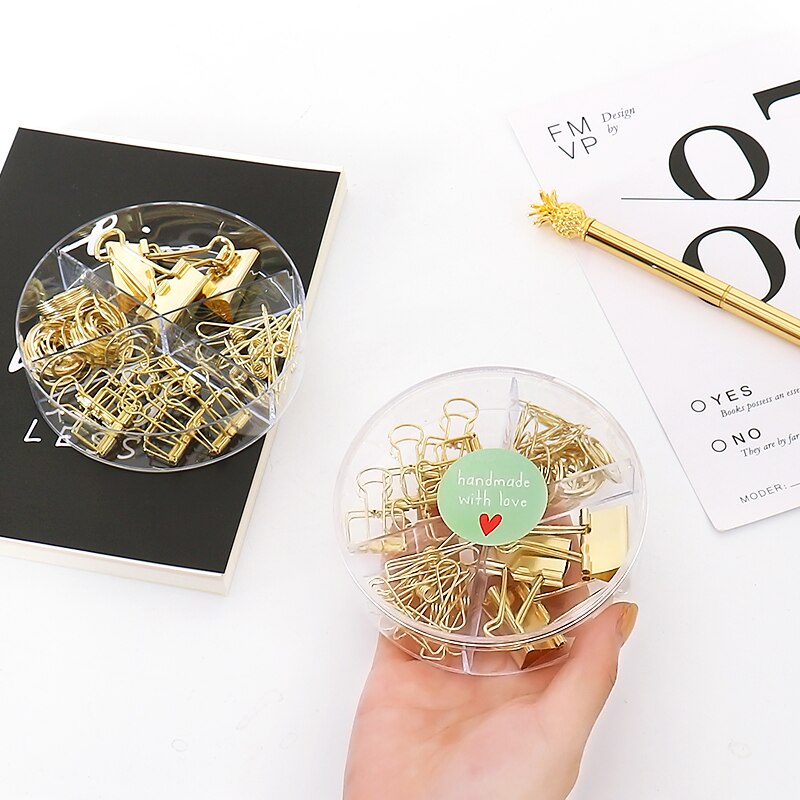 TUTU Gold Metal Clip Large-headed Binder Clips Office Binding Supplies Combination Set Delicate Stationery H0472