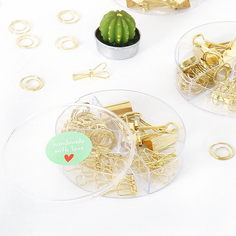 TUTU Gold Metal Clip Large-headed Binder Clips Office Binding Supplies Combination Set Delicate Stationery H0472