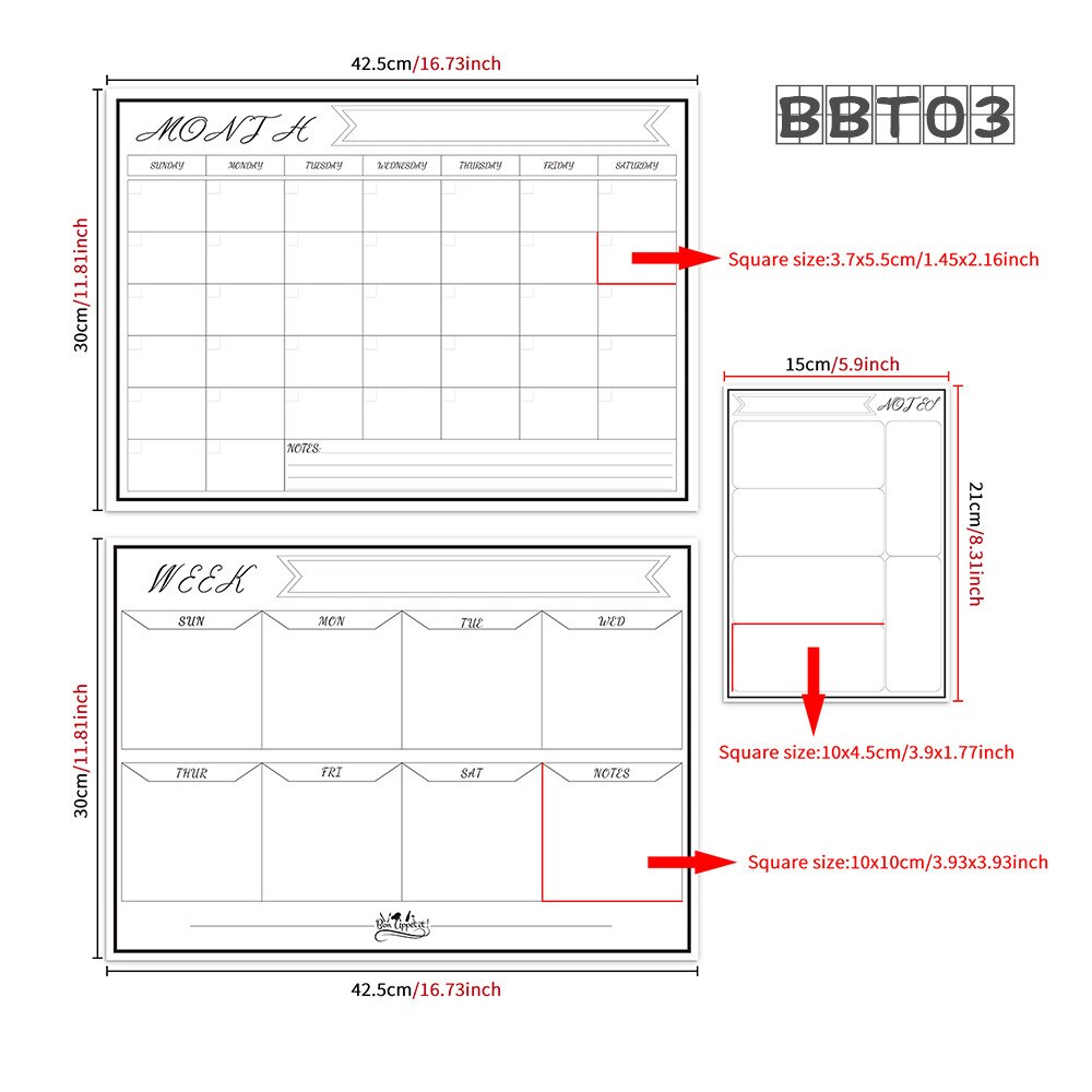 Magnetic Dry Erase Monthly Calendar Set-Magnetic White Board Weekly Planner & Grocery List Organizer for Kitchen Refrigerator