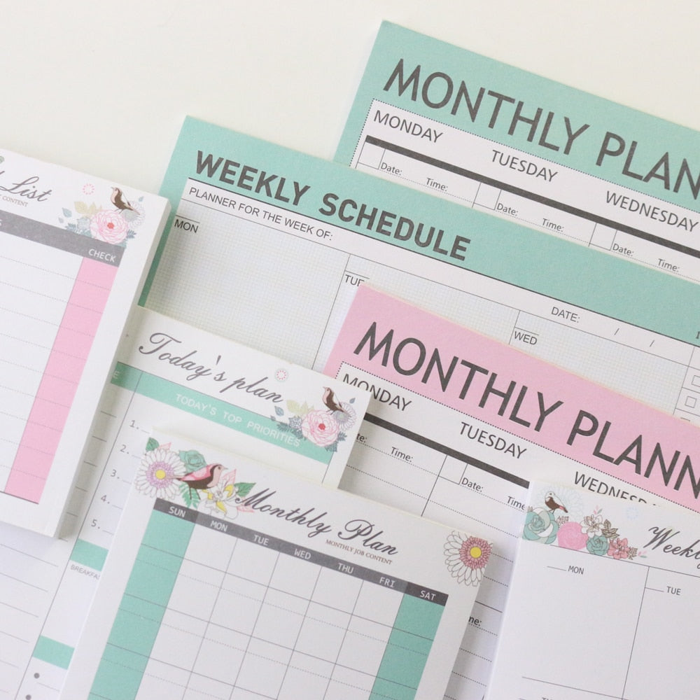 Domikee new cute student desk 2021 year time organizer pad stationery,candy monthly weekly daily planner list memo pad/note pad