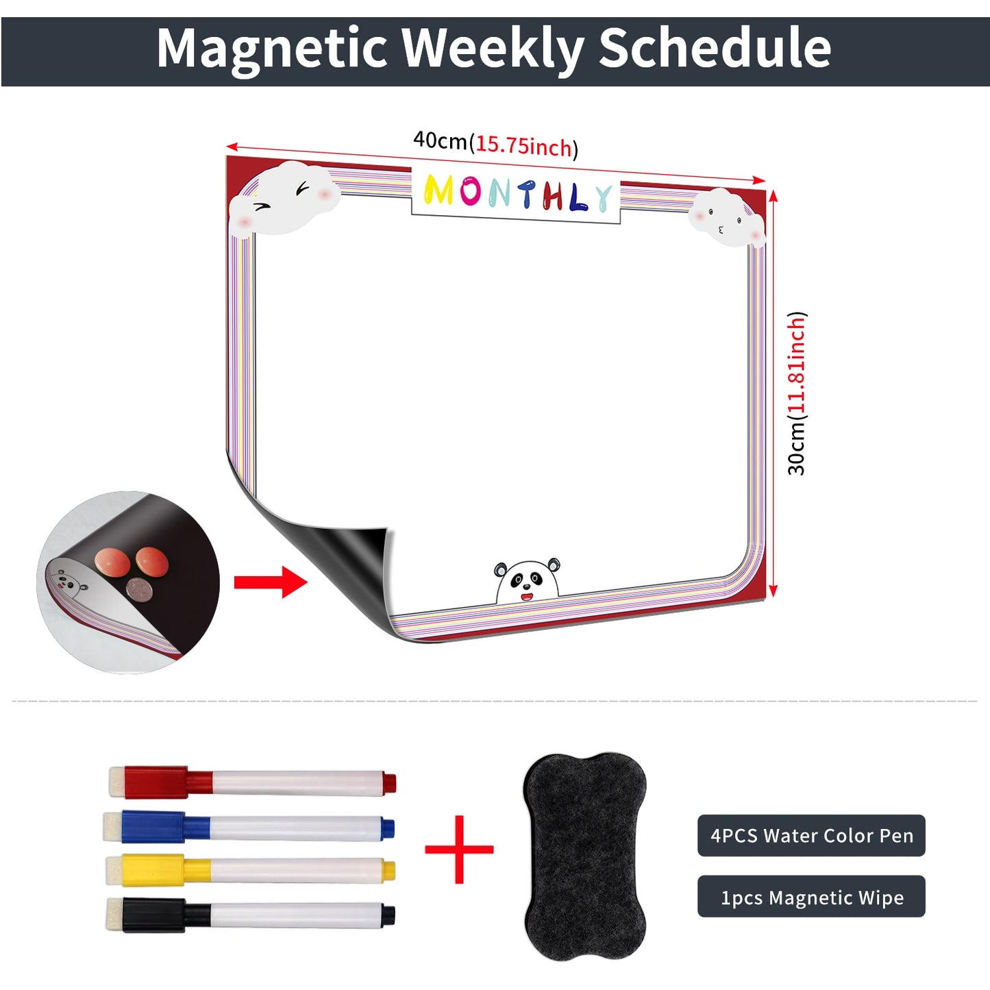 Magnetic Dry Erase Monthly Calendar Set-Magnetic White Board Weekly Planner & Grocery List Organizer for Kitchen Refrigerator