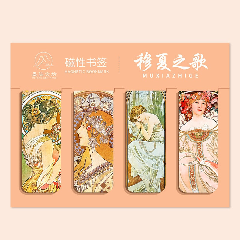 4pcs World famous paintings Magnet Bookmark Retro Van Gogh starry sky Reading Book mark Stationery material School Office Supply