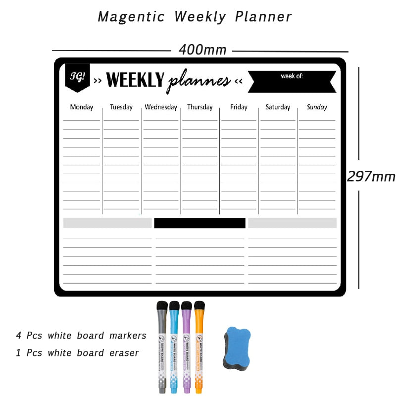 Magnetic Whiteboard Weekly Monthly Planner Calendar Sadhu Board for Note Fridge Stickers Erasable Dry Erase Blackboard for Wall