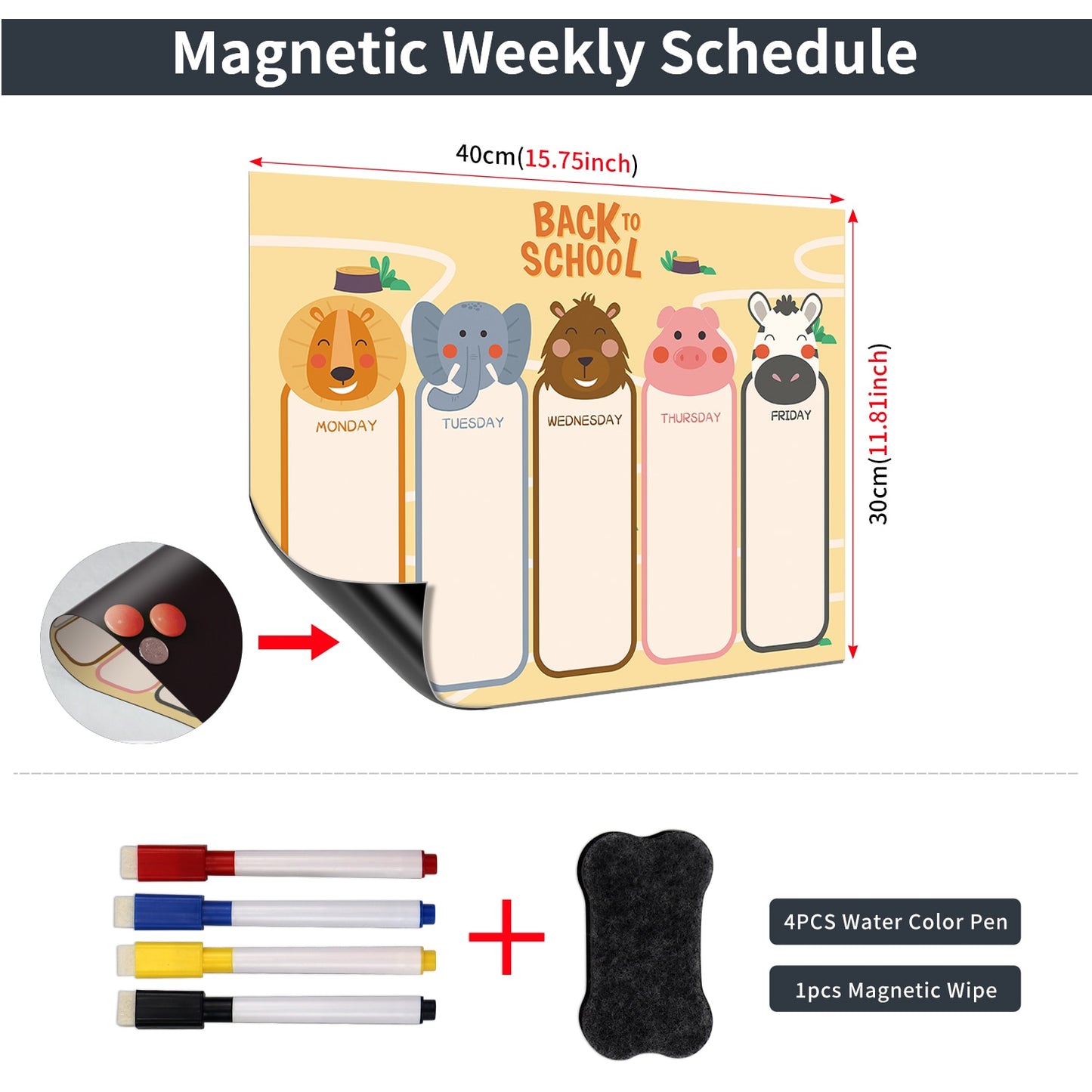 Magnetic Dry Erase Monthly Calendar Set-Magnetic White Board Weekly Planner & Grocery List Organizer for Kitchen Refrigerator
