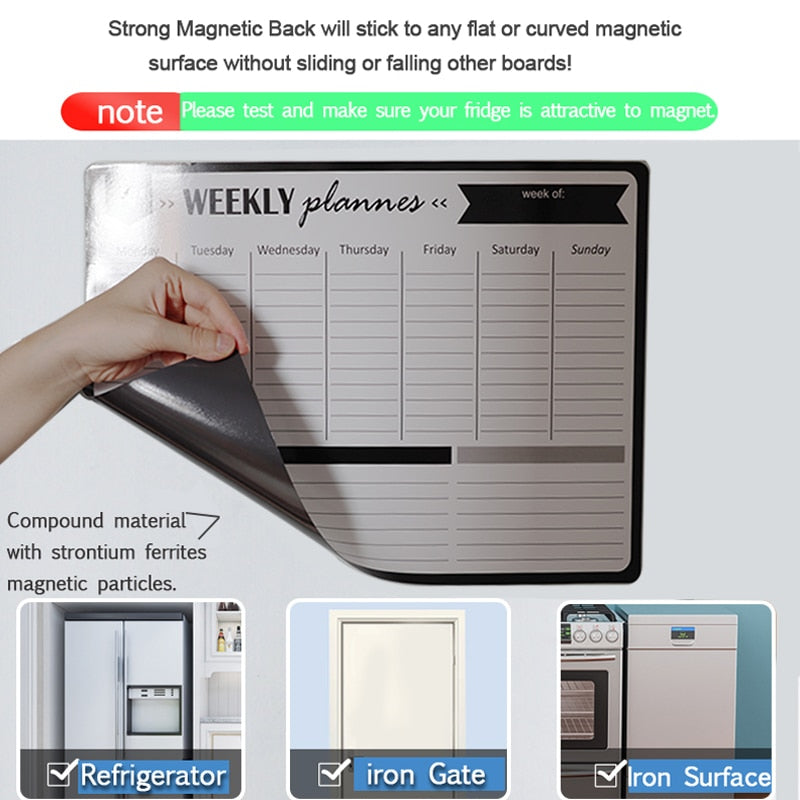 Magnetic Whiteboard Weekly Monthly Planner Calendar Sadhu Board for Note Fridge Stickers Erasable Dry Erase Blackboard for Wall