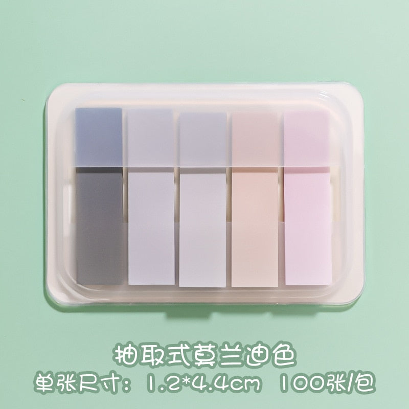 100 Sheets Morandi Color Sticky Notes Memo Pad Self Adhesive Bookmark Memo Sticker School Office Stationery Supplies
