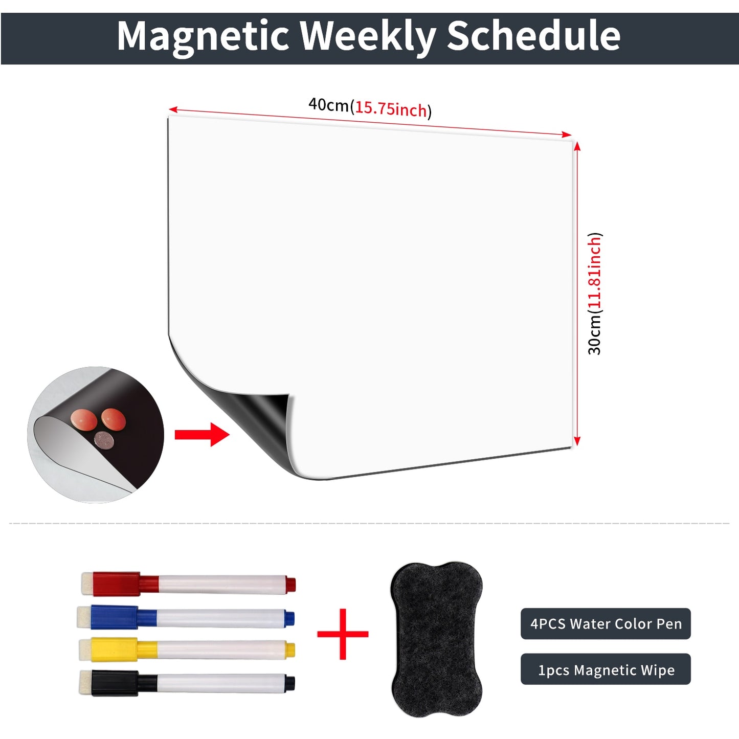 Magnetic Dry Erase Monthly Calendar Set-Magnetic White Board Weekly Planner & Grocery List Organizer for Kitchen Refrigerator