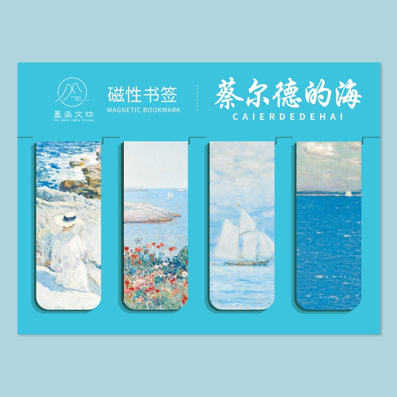 4pcs World famous paintings Magnet Bookmark Retro Van Gogh starry sky Reading Book mark Stationery material School Office Supply