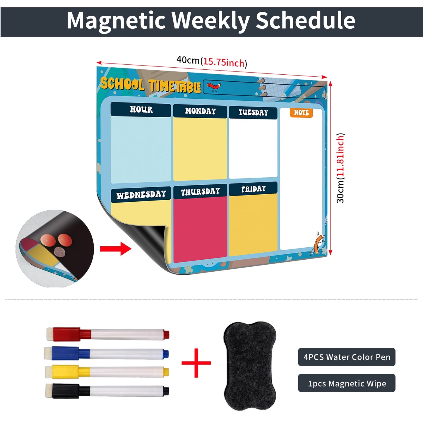 Magnetic Dry Erase Monthly Calendar Set-Magnetic White Board Weekly Planner & Grocery List Organizer for Kitchen Refrigerator