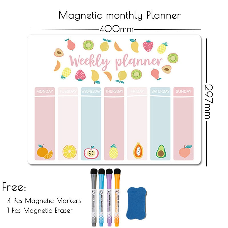 Magnetic Whiteboard Weekly Monthly Planner Calendar Sadhu Board for Note Fridge Stickers Erasable Dry Erase Blackboard for Wall