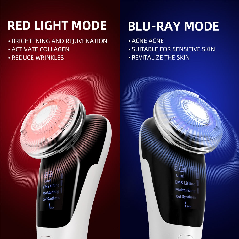 EMS Facial Massager LED light therapy Sonic Vibration Wrinkle Removal Skin Tightening Hot Cool Treatment Skin Care Beauty Device