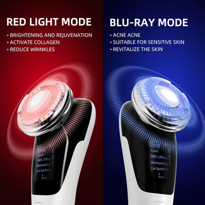 EMS Facial Massager LED light therapy Sonic Vibration Wrinkle Removal Skin Tightening Hot Cool Treatment Skin Care Beauty Device