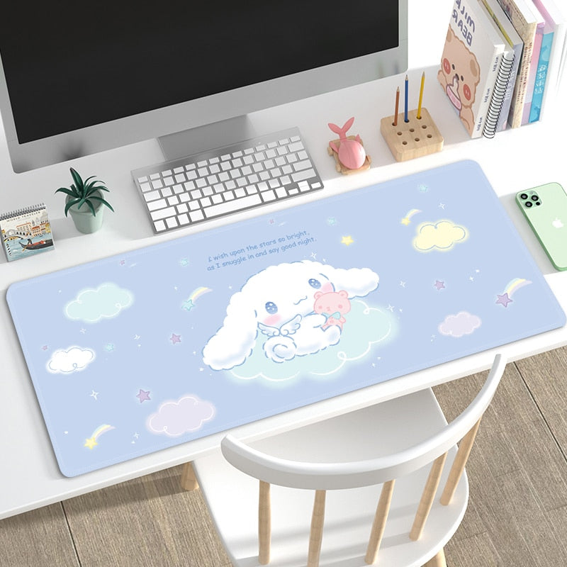 Kawaii Cinnamoroll Mouse Pad Large Gaming Mousepad Compute Mouse Mat Gamer Stitching Desk Mat XXL for PC Keyboard Mouse Carpet