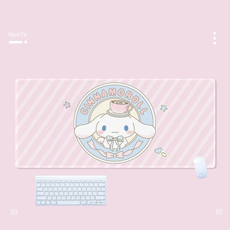 Kawaii Cinnamoroll Mouse Pad Large Gaming Mousepad Compute Mouse Mat Gamer Stitching Desk Mat XXL for PC Keyboard Mouse Carpet