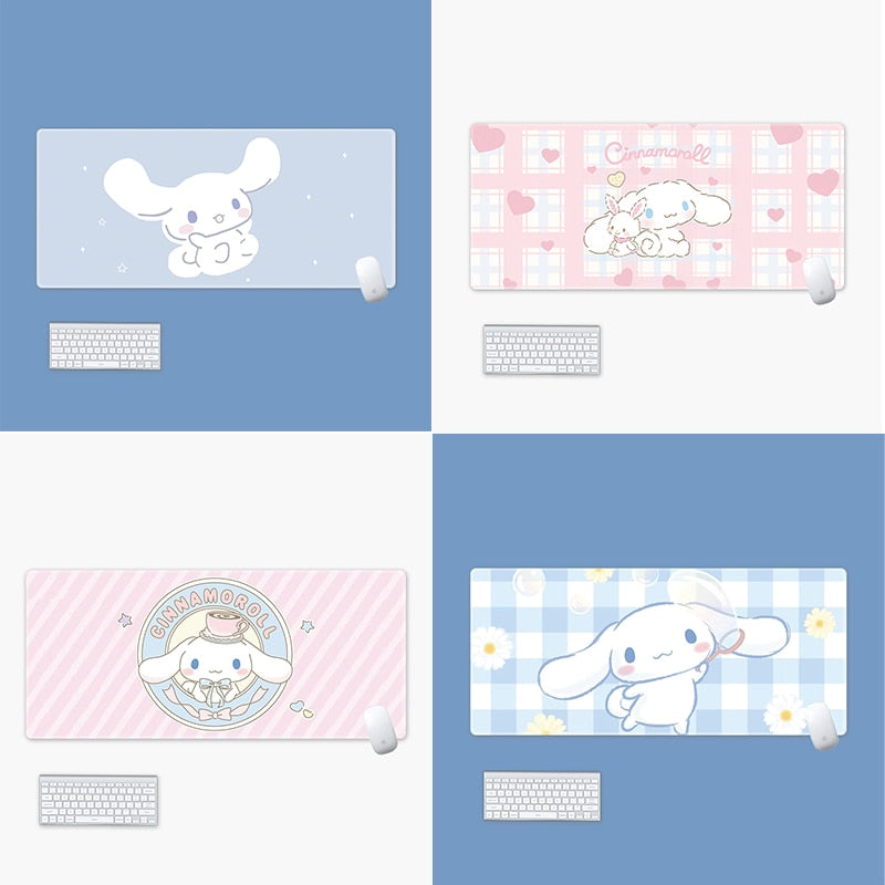 Kawaii Cinnamoroll Mouse Pad Large Gaming Mousepad Compute Mouse Mat Gamer Stitching Desk Mat XXL for PC Keyboard Mouse Carpet