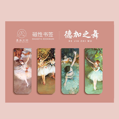 4pcs World famous paintings Magnet Bookmark Retro Van Gogh starry sky Reading Book mark Stationery material School Office Supply