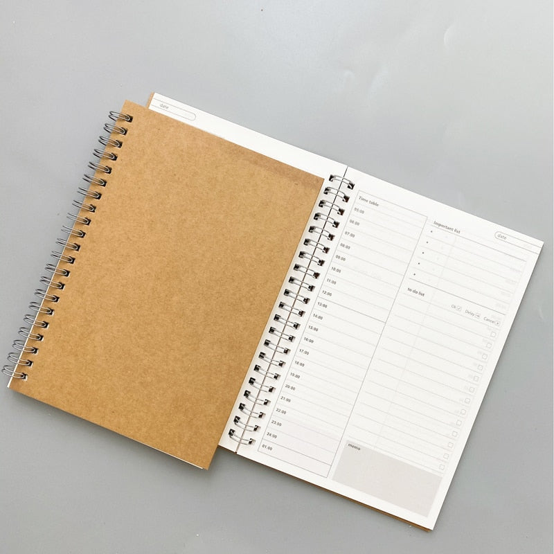 Creative Notebooks Agendas Diary Weekly Monthly Planner For Students Spiral Organizer Book Kraft Schedule Paper Office Supplies