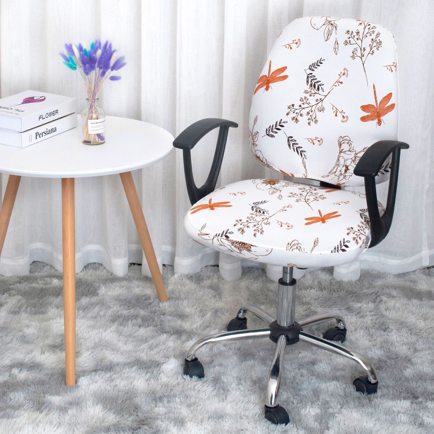 Office Stretch Chair Covers Anti-dirty Rotating Computer Seat Chair Cover Removable Slipcovers For Office Seat Chairs 2pcs/set