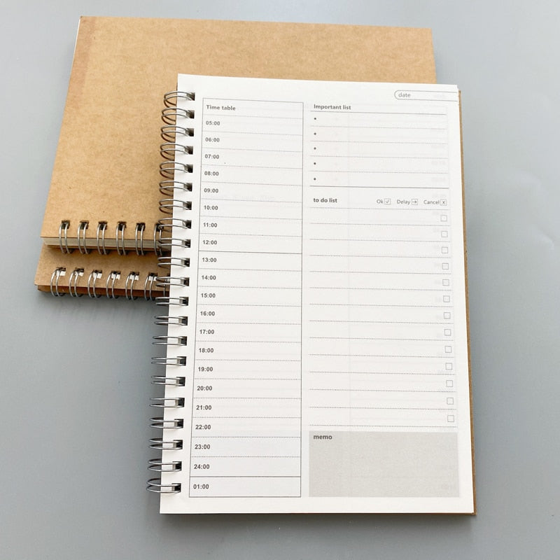 Creative Notebooks Agendas Diary Weekly Monthly Planner For Students Spiral Organizer Book Kraft Schedule Paper Office Supplies