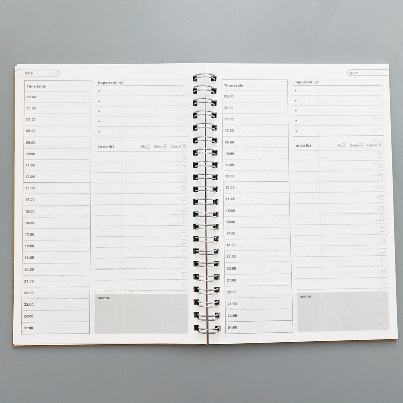 Creative Notebooks Agendas Diary Weekly Monthly Planner For Students Spiral Organizer Book Kraft Schedule Paper Office Supplies