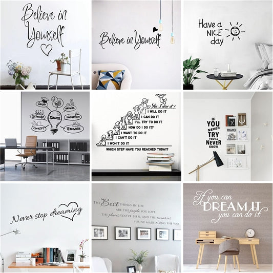 Motivational Large Office Quotes Phrase Vinyl Wall Sticker Decals For Living Room Bedroom Classroom Office Wallpaper Decoration