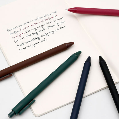 5pcs/box Kaco Retro Dark Colored Gel Pens Retractable 0.5mm Fine Point Dark-red/green/brown/blue Black Pens for Journaling