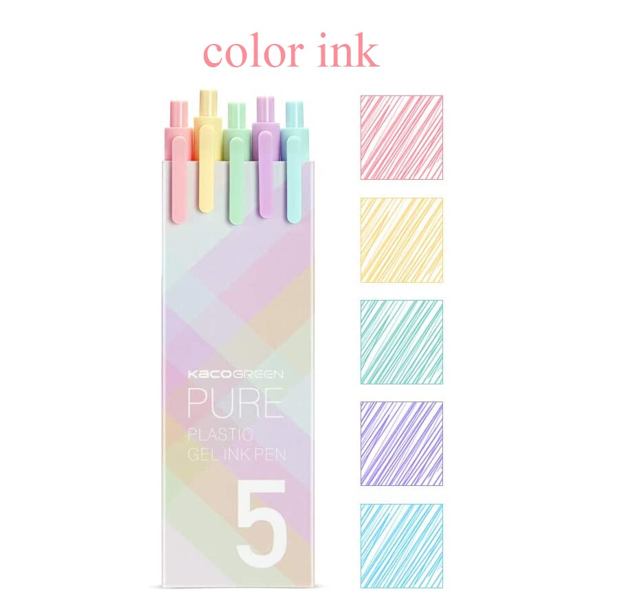 5pcs/box Kaco Retro Dark Colored Gel Pens Retractable 0.5mm Fine Point Dark-red/green/brown/blue Black Pens for Journaling