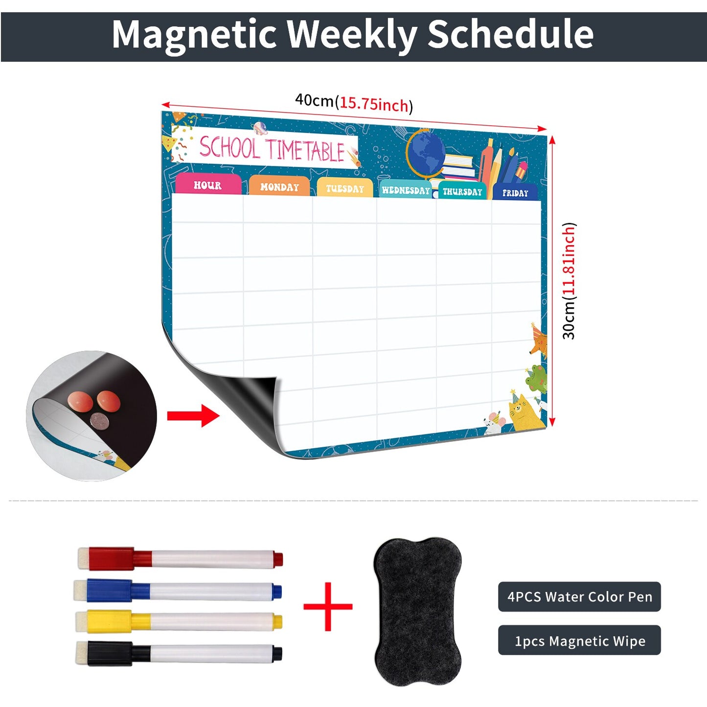 Magnetic Dry Erase Monthly Calendar Set-Magnetic White Board Weekly Planner & Grocery List Organizer for Kitchen Refrigerator