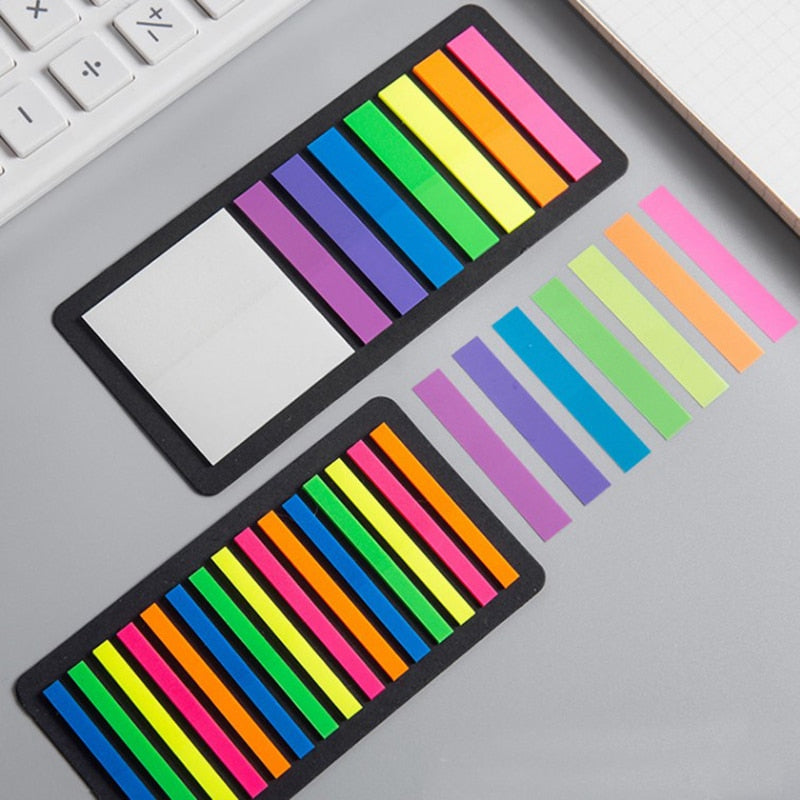160/300Pcs Color Stickers Transparent Fluorescent Index Tabs Flags Sticky Note Stationery Children Gifts School Office Supplies