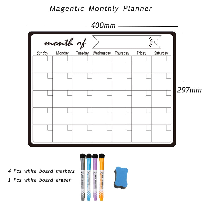 Magnetic Whiteboard Weekly Monthly Planner Calendar Sadhu Board for Note  Fridge Stickers Erasable Dry Erase Blackboard for Wall