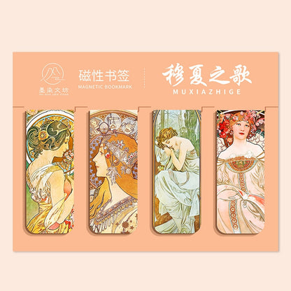 4pcs World famous paintings Magnet Bookmark Retro Van Gogh starry sky Reading Book mark Stationery material School Office Supply