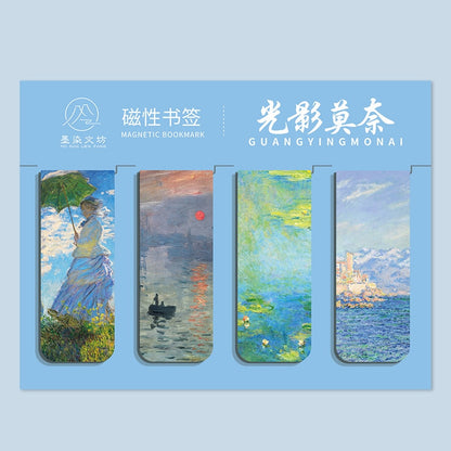 4pcs World famous paintings Magnet Bookmark Retro Van Gogh starry sky Reading Book mark Stationery material School Office Supply
