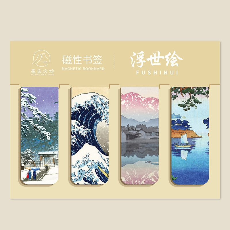 4pcs World famous paintings Magnet Bookmark Retro Van Gogh starry sky Reading Book mark Stationery material School Office Supply
