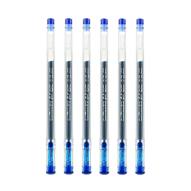 6 Pcs/Set 0.38mm Large-capacity Ink Diamond Tip Gel Pen Black/Blue/Red Refill Exam Signing Writing School Office Supplies