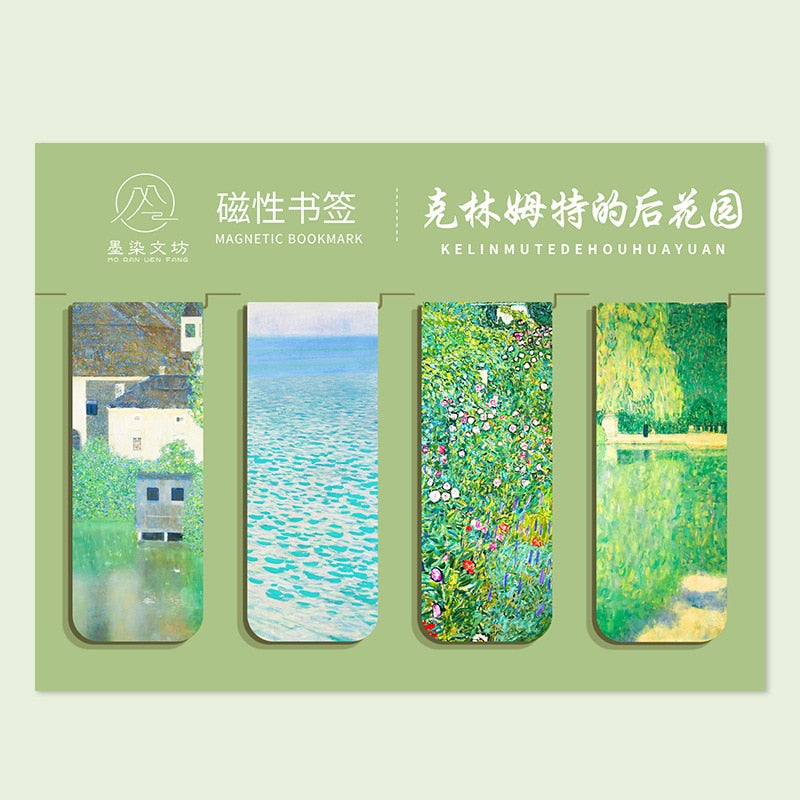 4pcs World famous paintings Magnet Bookmark Retro Van Gogh starry sky Reading Book mark Stationery material School Office Supply