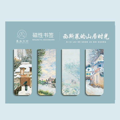 4pcs World famous paintings Magnet Bookmark Retro Van Gogh starry sky Reading Book mark Stationery material School Office Supply