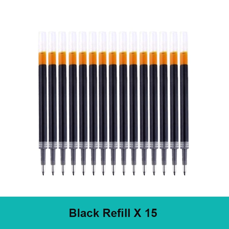 25PCS Gel pen Set Neutral Pen smooth writing fastdry 0.5mm Black blue red color Replacable refill school Stationery Supplies
