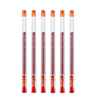6 Pcs/Set 0.38mm Large-capacity Ink Diamond Tip Gel Pen Black/Blue/Red Refill Exam Signing Writing School Office Supplies
