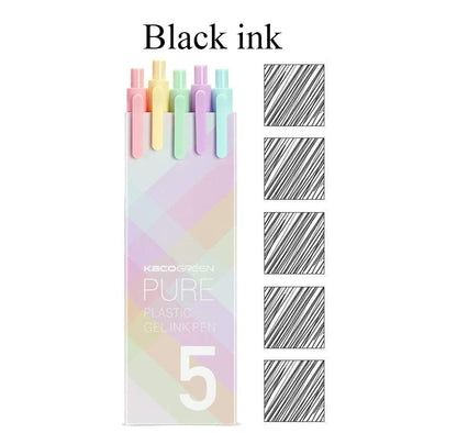 5pcs/box Kaco Retro Dark Colored Gel Pens Retractable 0.5mm Fine Point Dark-red/green/brown/blue Black Pens for Journaling